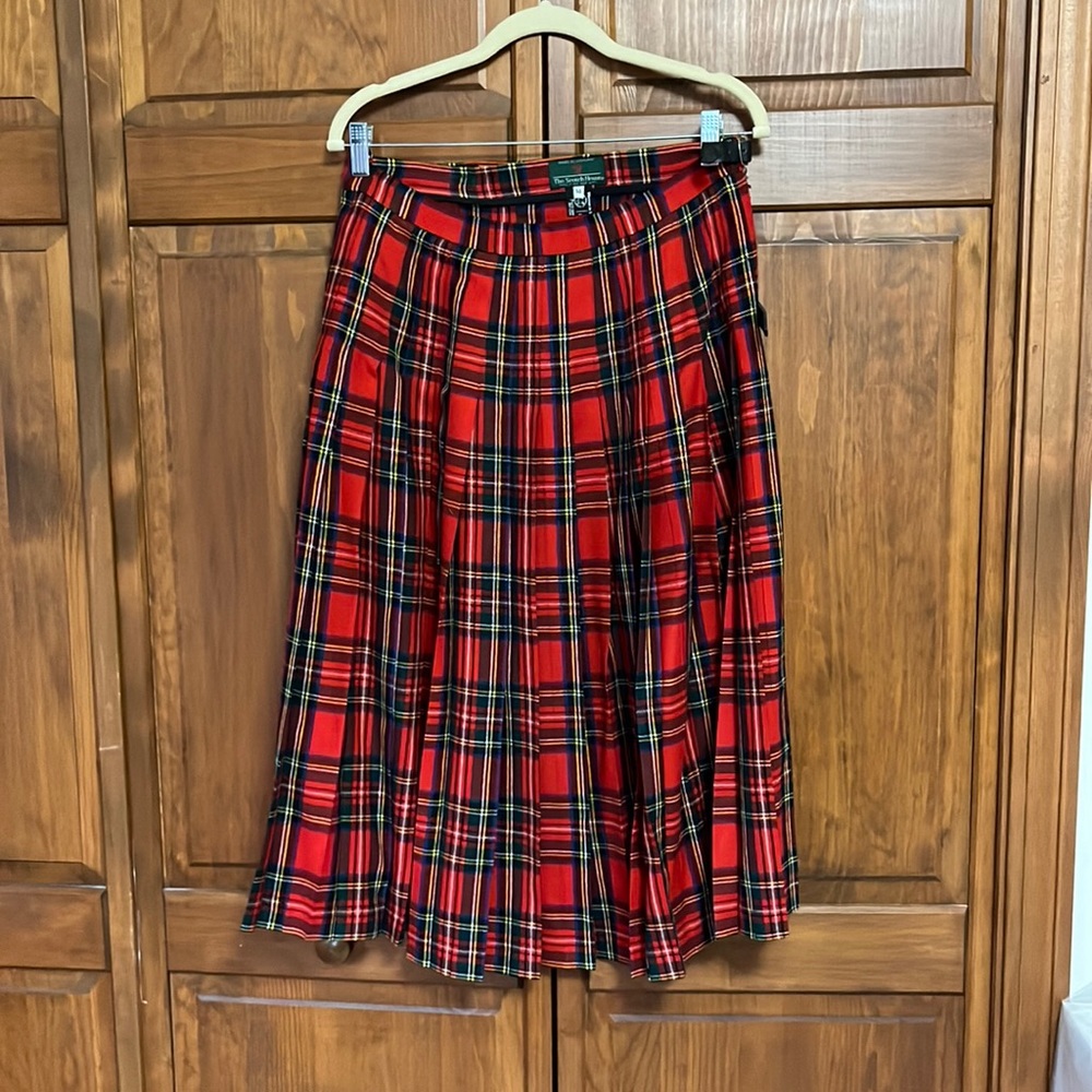 The Scotch House | tartan skirt | midi skirt | red | Sz. 14